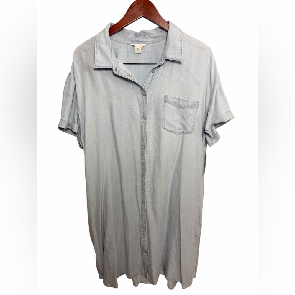 Caslon Light Blue Button Down Shirt Dress XL